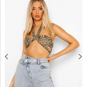 2 never worn twisted halter tops both size 6 very stretchy material